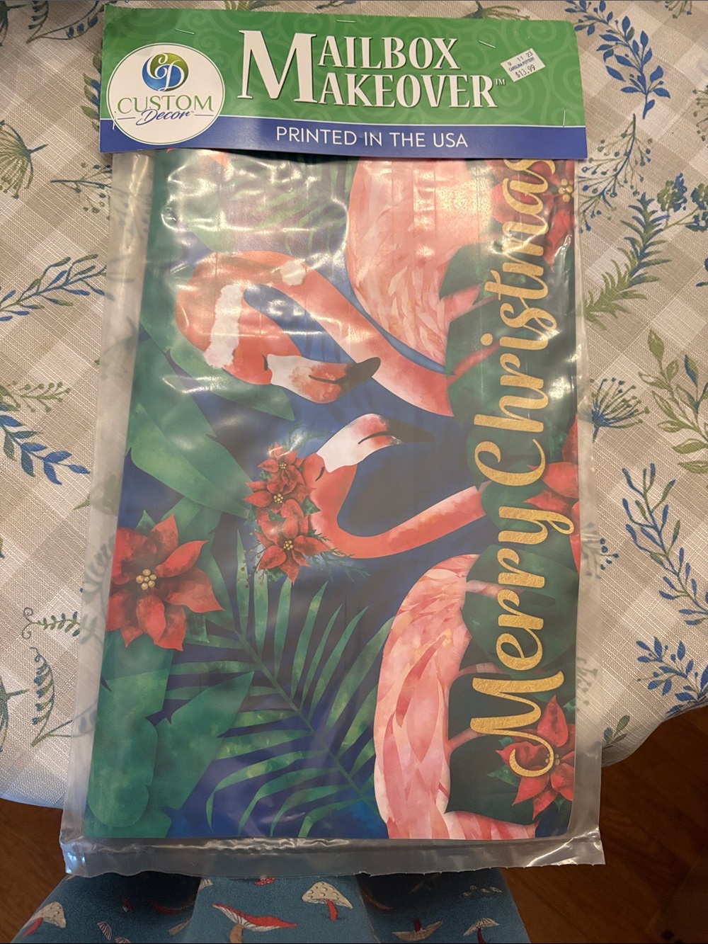 Mailbox Makeover - Merry Christmas Pink Flamingo Holiday Flag
